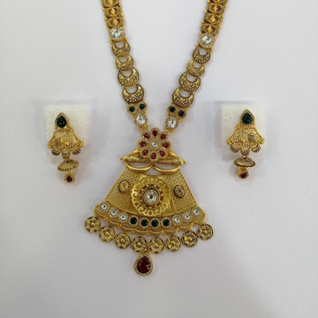 916 Gold Antique Jadtar Kundan Traditional Long Se... by 