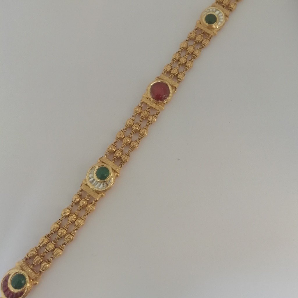 916 gold red and green stone antique jadtar loose ladies bracelet